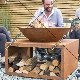 Custom Outdoor Fire Pit Burner with Wood Storage