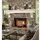 Granite Statue Fireplace Mantels with Electric Fireplace for Indoor