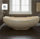 Villa Decoration Luxury White Marble Freestanding Round Solid Stone Bathtub Mbbg-18