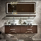  New Design Wood Grain Double Sink Bathroom Cabinet Sanitary Ware with LED Light Mirror Zf -Bc-016