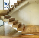 Prima New Design Floating Staircase with Solid Wood / Marble Tread Floating Stairs with Glass Railing for Sale manufacturer