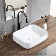  European White Color Glazed Surface Bathroom Art Vessel Basin Ceramic Counter Top Bowl Sinks Sanitary Ware Square Shape