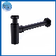  Wholesale High Quality Lavatory Matt Black Brass Siphon Bottle Trap for Basin