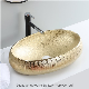  Modern Design Bathroom Countertop Lavamanos Golden Plating Wash Basin Ceramic Sink Bathroom Vanity Baisn Sanitary Ware