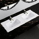 Bathroom Super Thin Edge Cabinet Mounted Semi-Reccessed Basin Double Sink