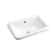 Rectangular White Semi Recessed Ceramic Art Wash Basin Sink Bathroom Cabinet Above Counter Bathroom Basin