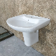  Modern Style Good Quality Bathroom Sinks Oval Shape Wall Hang Semi Half Pedestal Basin for Hotel