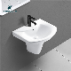 Glossy Surface Ceramic Wall Hung Bathroom Semi Set Pedestal Washbasin