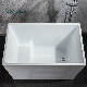  Small Mini Rectangle Freestanding Acrylic Bathtub with Seat