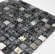  Black Color 23X23mm 8mm Thickness Mix Metal and Glass Mosaic Bathroom Tile M823106-B