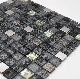 Black Color 23X23mm 8mm Thickness Mix Metal and Glass Mosaic Bathroom Tile M823106-B