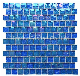 Foshan Manufacturer Glossy Iridescent Blue Square Glass Swimming Pool Mosaic Tile Sample Customization