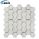  New Design Wall Decoration White Blend Hexagon Marble Mosaic Tile