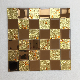 Brown Strip Linear Glass Mix Metal and Ceramic Mosaic Pattern Kitchen Backsplash